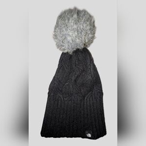 The North Face Black Beanie with Gray Pom-Pom